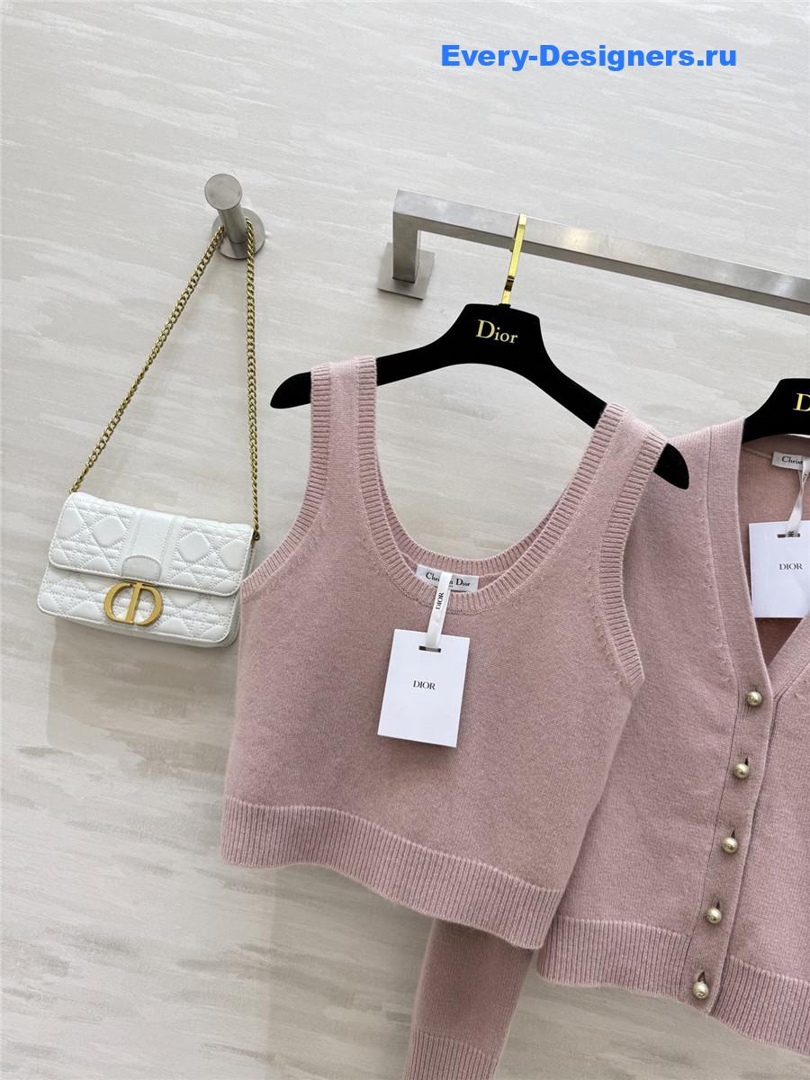 Ch**el pink pearl button knit suit