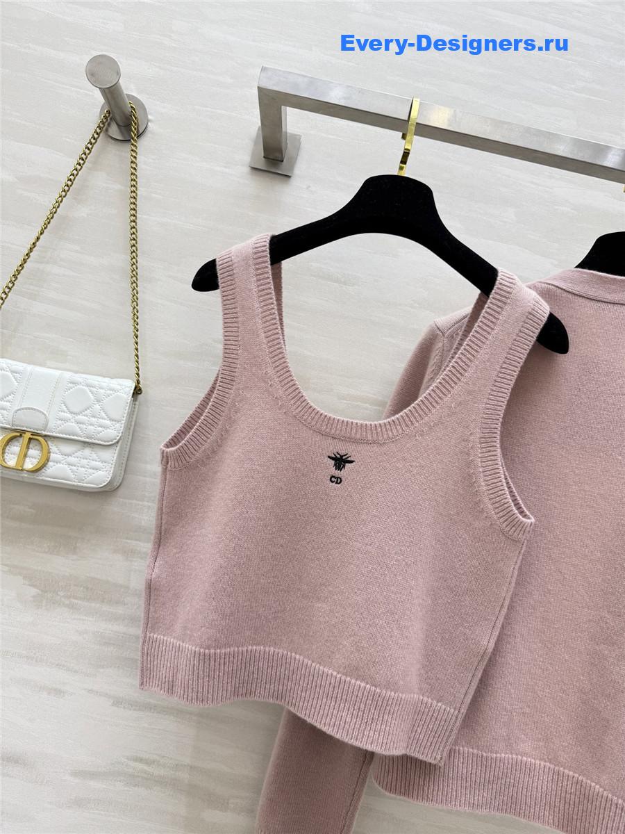 Ch**el pink pearl button knit suit