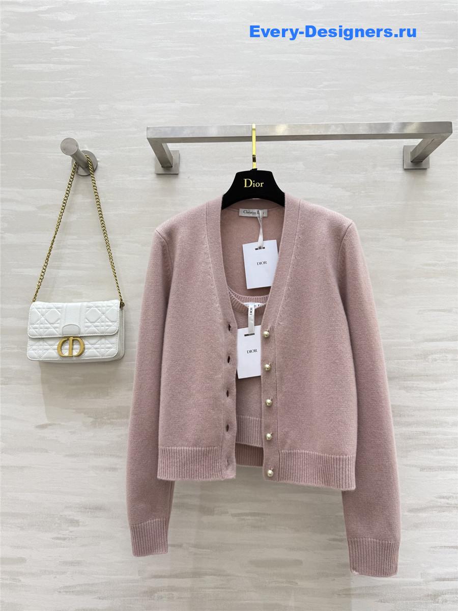 Ch**el pink pearl button knit suit