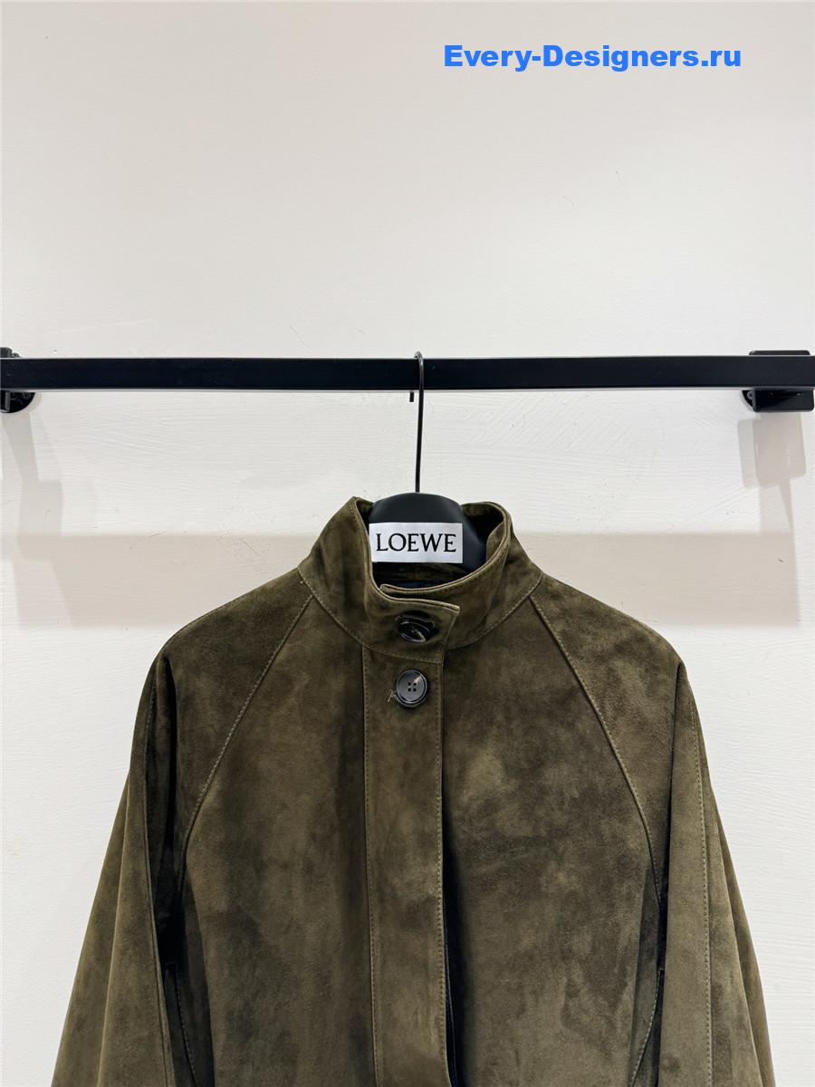 L0ew* green suede lambskin balloon jacket