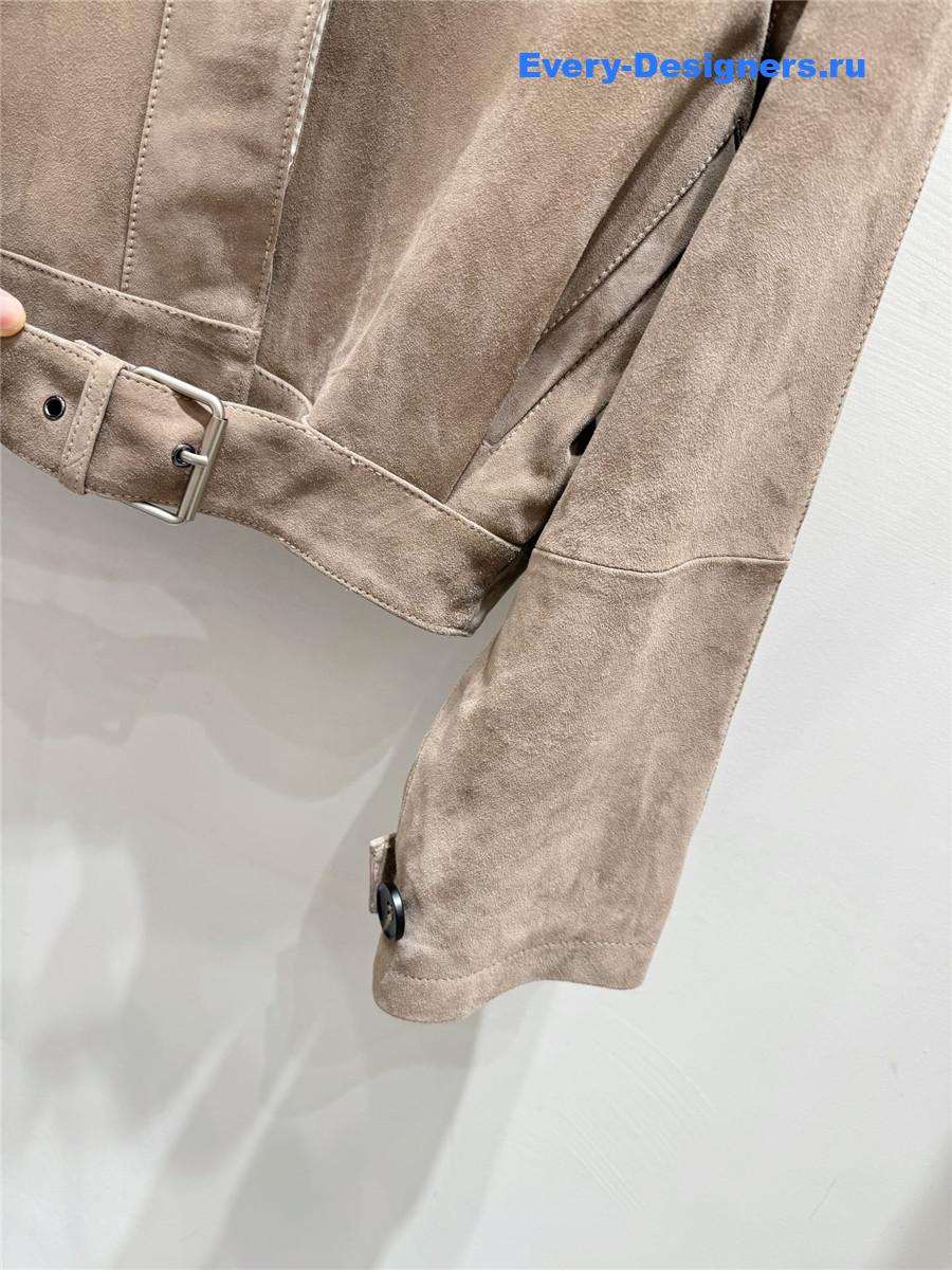 L0ew* beige suede lambskin balloon jacket