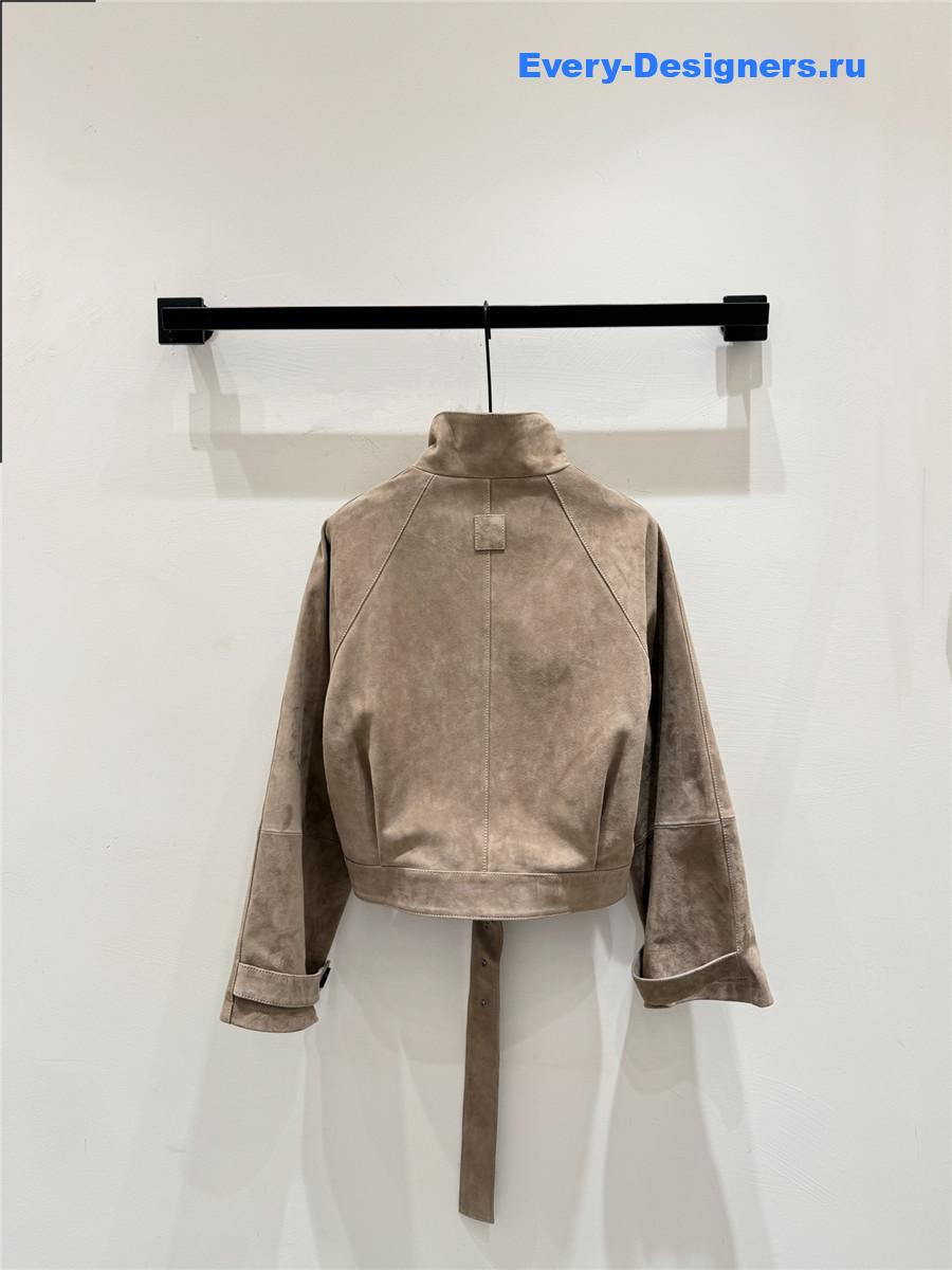 L0ew* beige suede lambskin balloon jacket