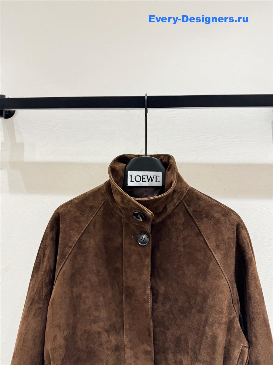 L0ew* brown suede lambskin balloon jacket