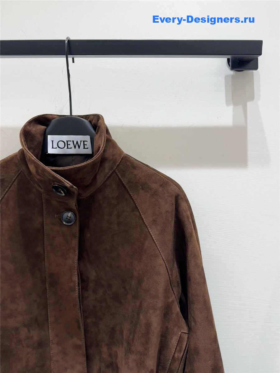L0ew* brown suede lambskin balloon jacket