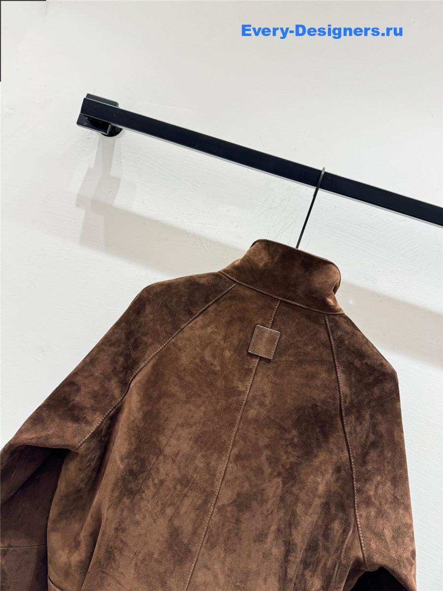 L0ew* brown suede lambskin balloon jacket