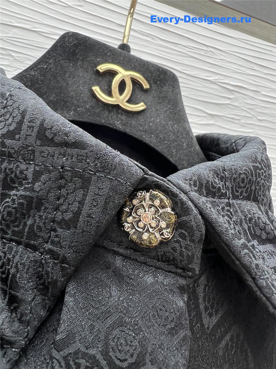 Ch**el flocked black silk shirt