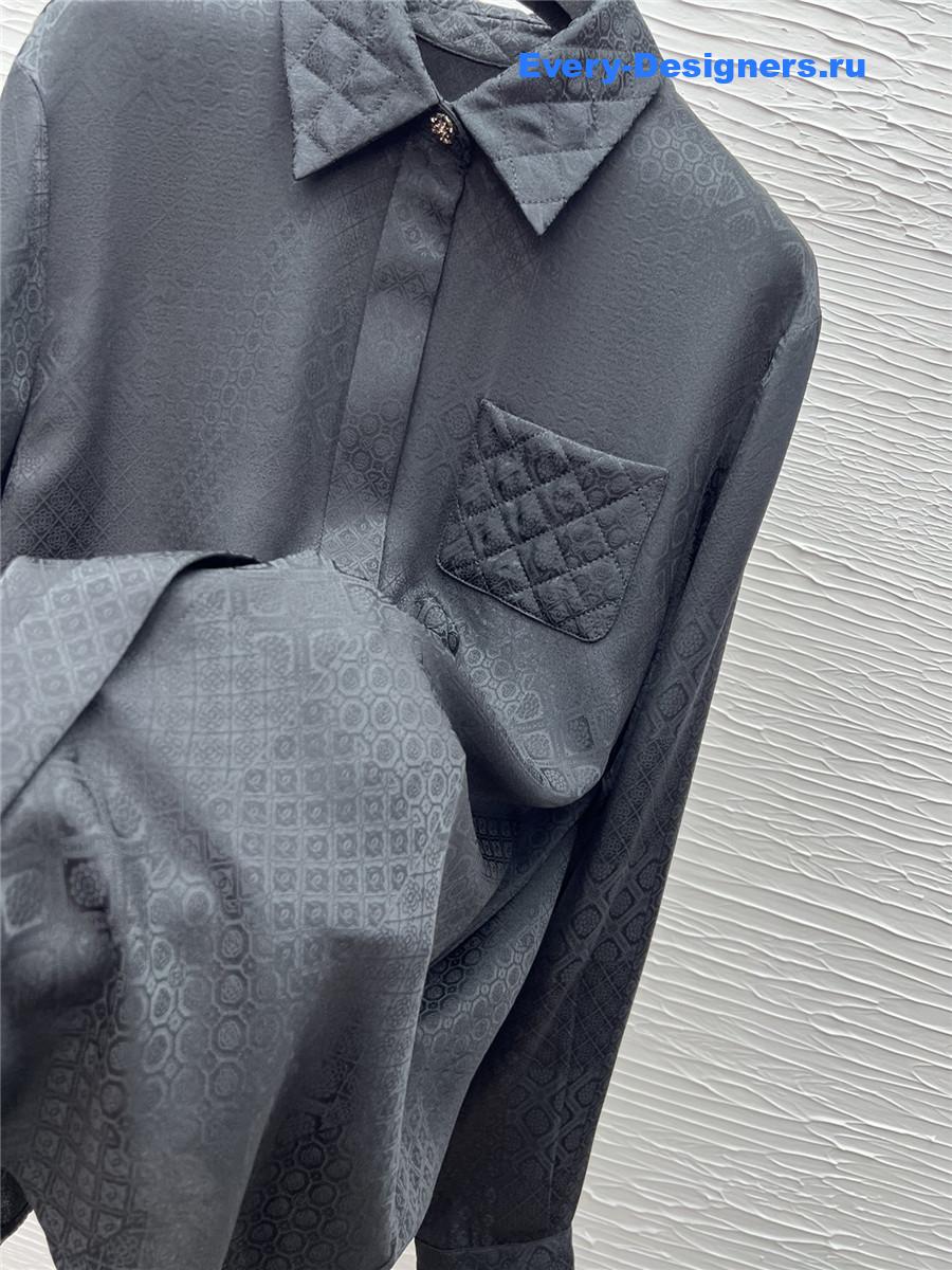 Ch**el flocked black silk shirt