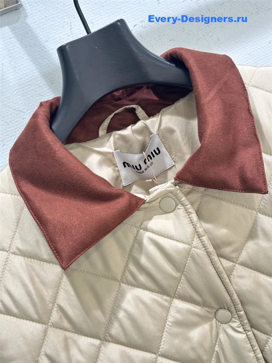 Miu Miu Sand Beige Quilted Technical Pongé Blouson