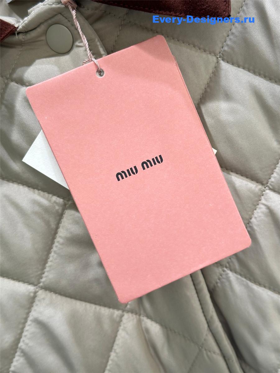 Miu Miu Sand Beige Quilted Technical Pongé Blouson