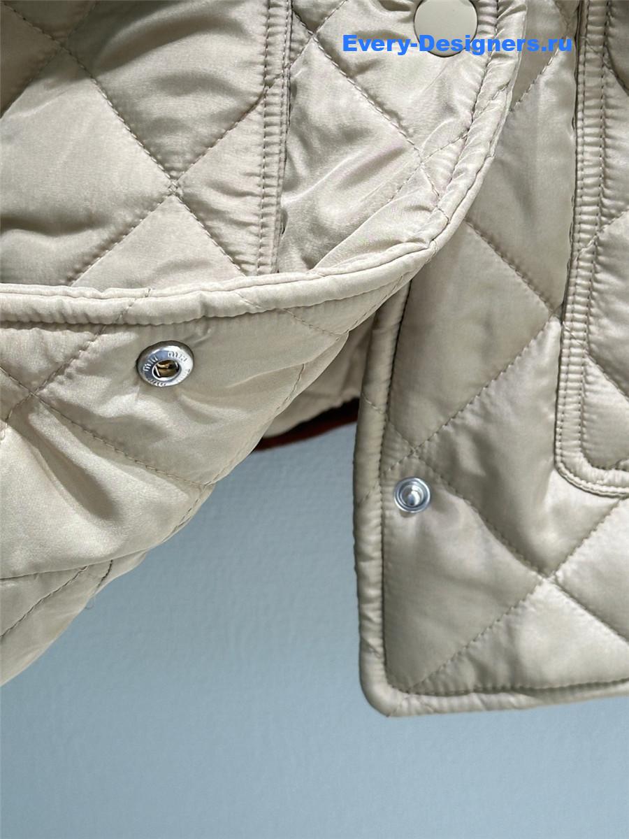 Miu Miu Sand Beige Quilted Technical Pongé Blouson