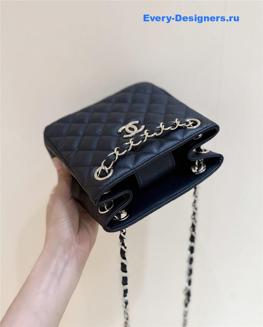 Ch**el black caviar quilted mini bucket bag