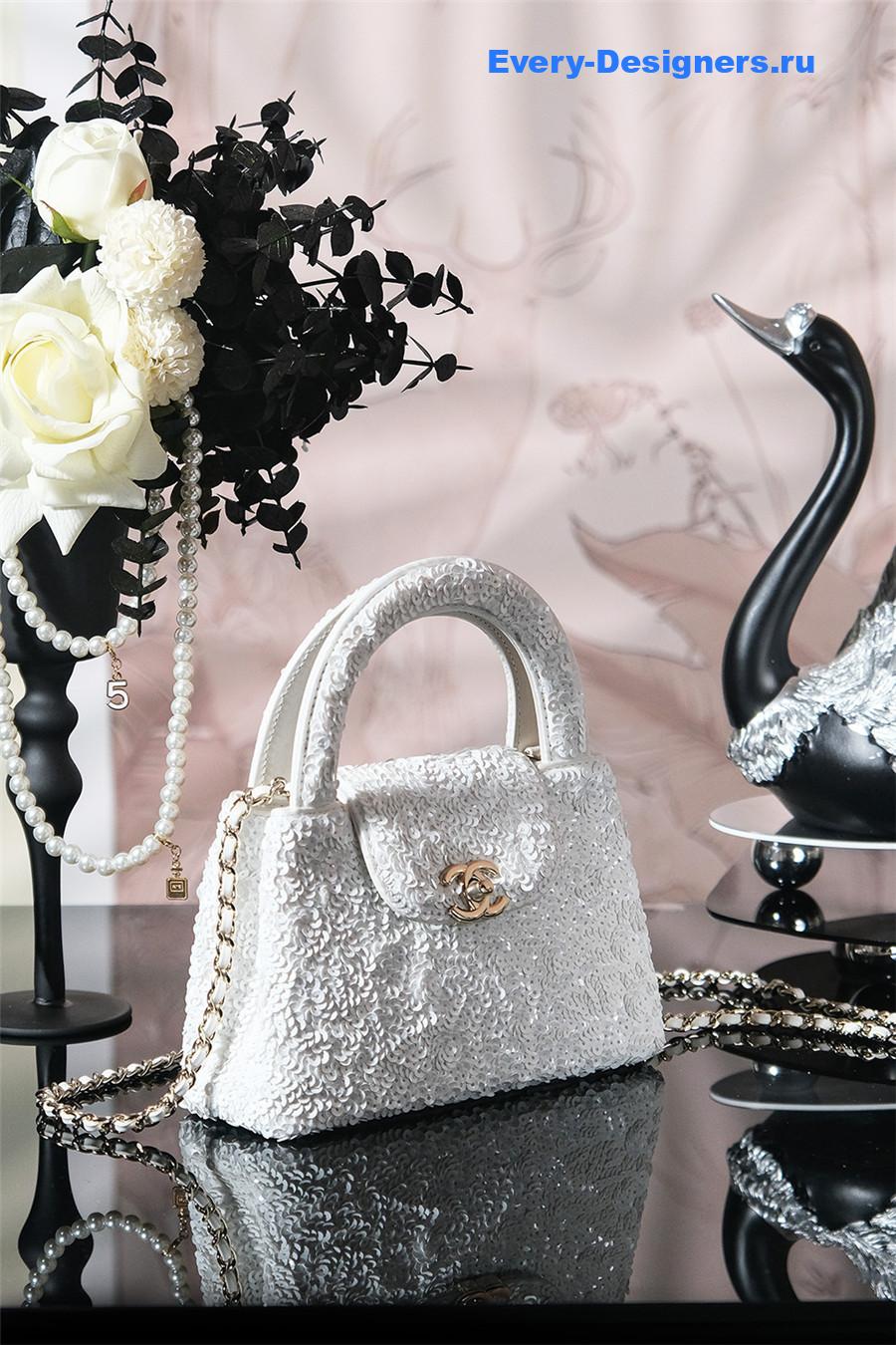 Ch**el white sequins kelly bag