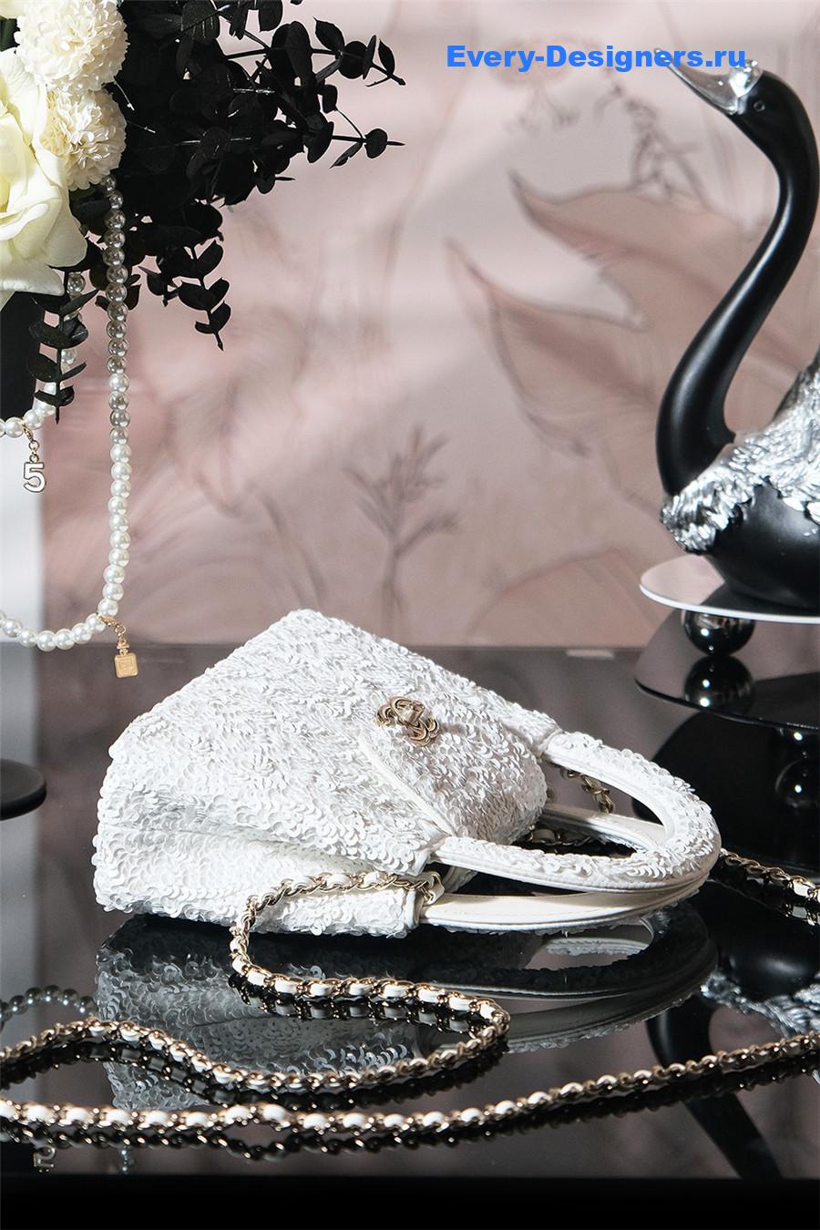 Ch**el white sequins kelly bag