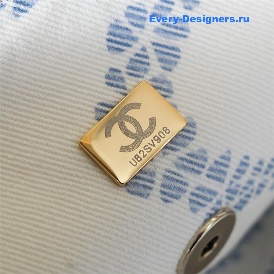 Ch**el white & blue denim hobo bag