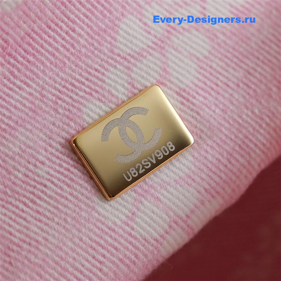 Ch**el white & pink denim hobo bag