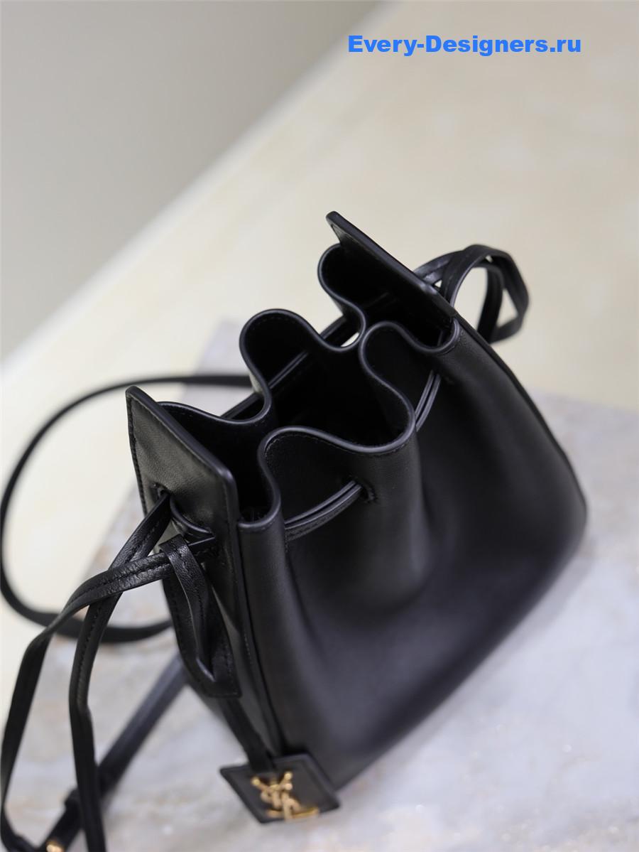 Sa1nt Lau*nt black leather bucket bag