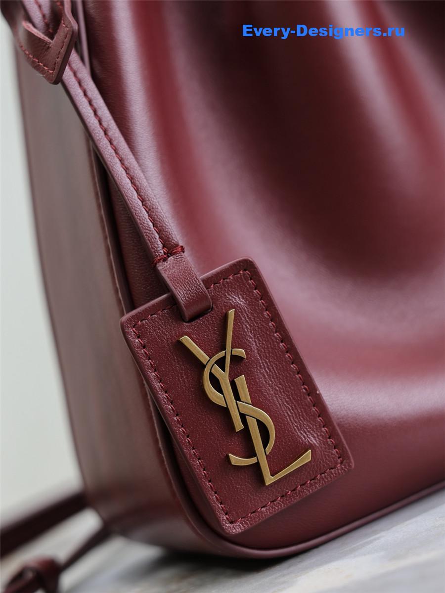 Sa1nt Lau*nt burgundy leather bucket bag
