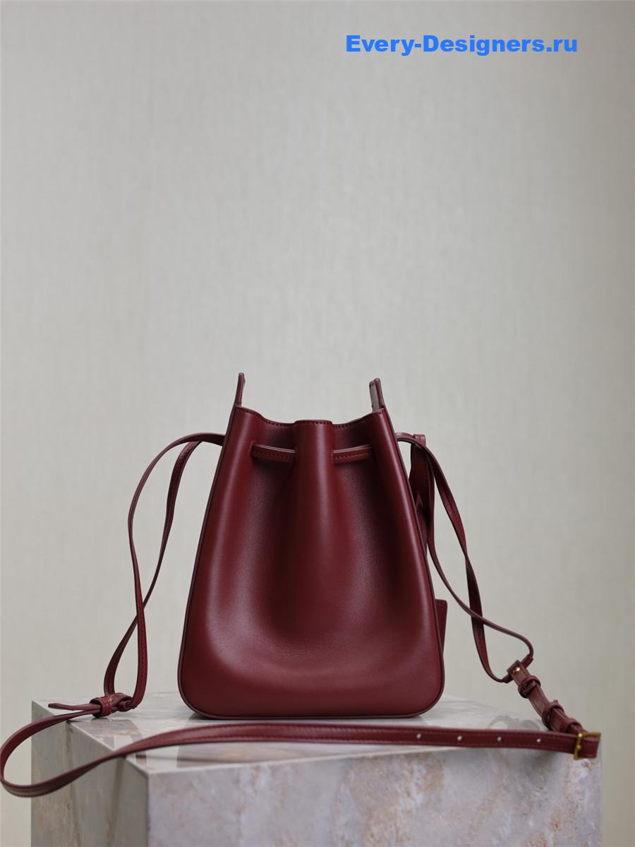 Sa1nt Lau*nt burgundy leather bucket bag