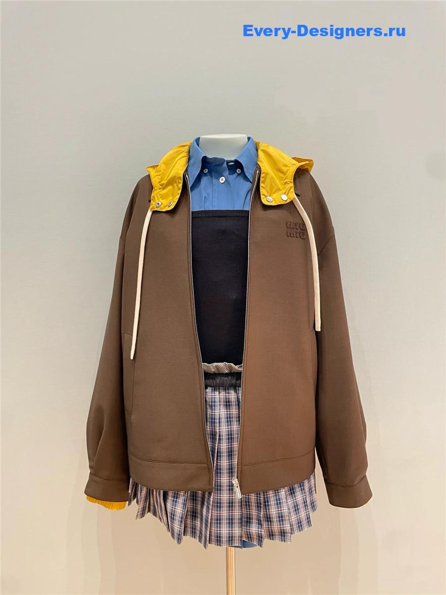 Miu Miu Peat Brown & Mustard Mohair Blouson Jacket