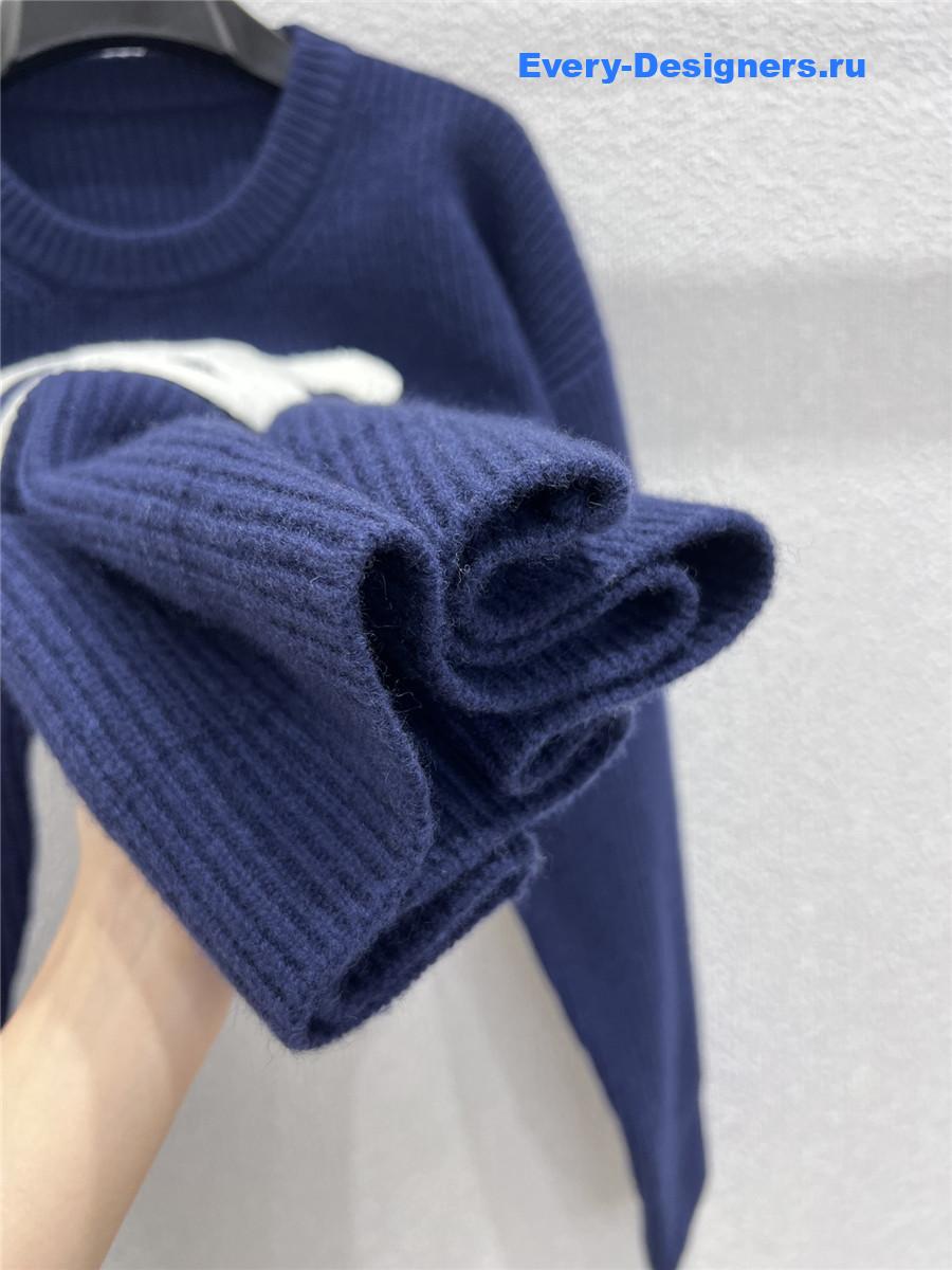 Ce1i*e blue ribbed wool crewneck sweater