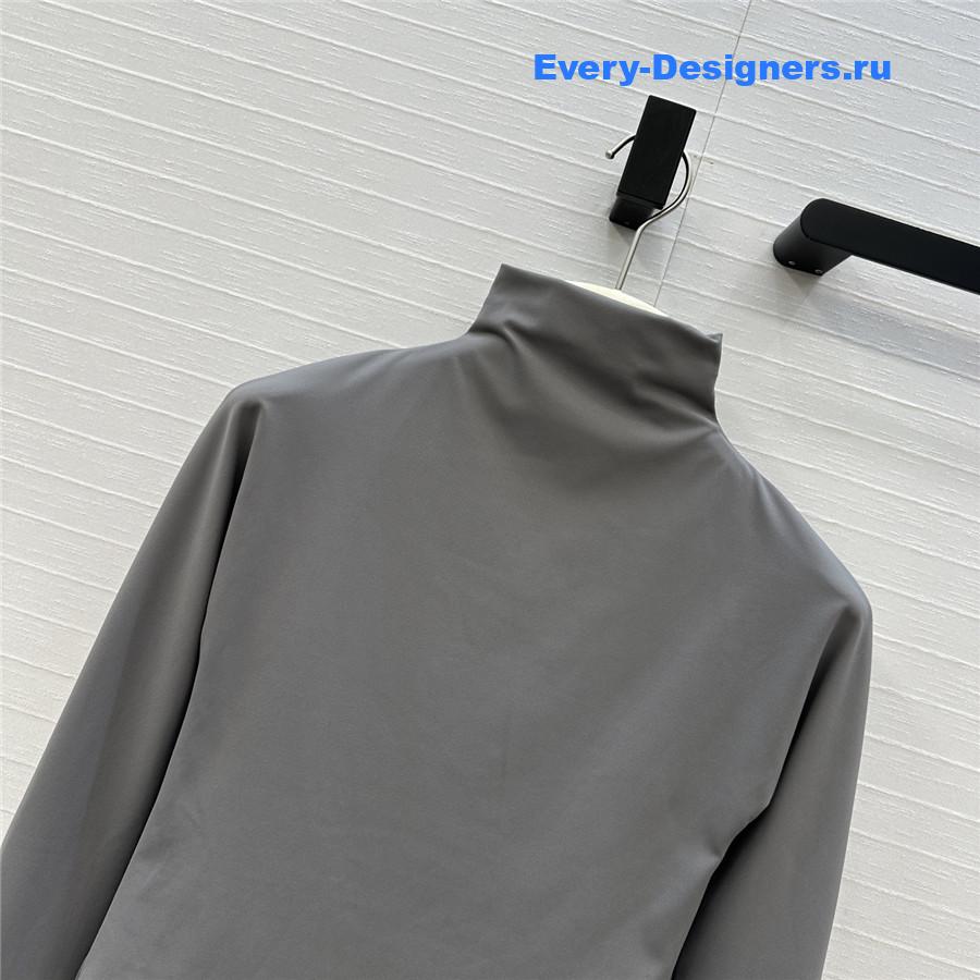 Alaia Gray Long Sleeve Bodysuit