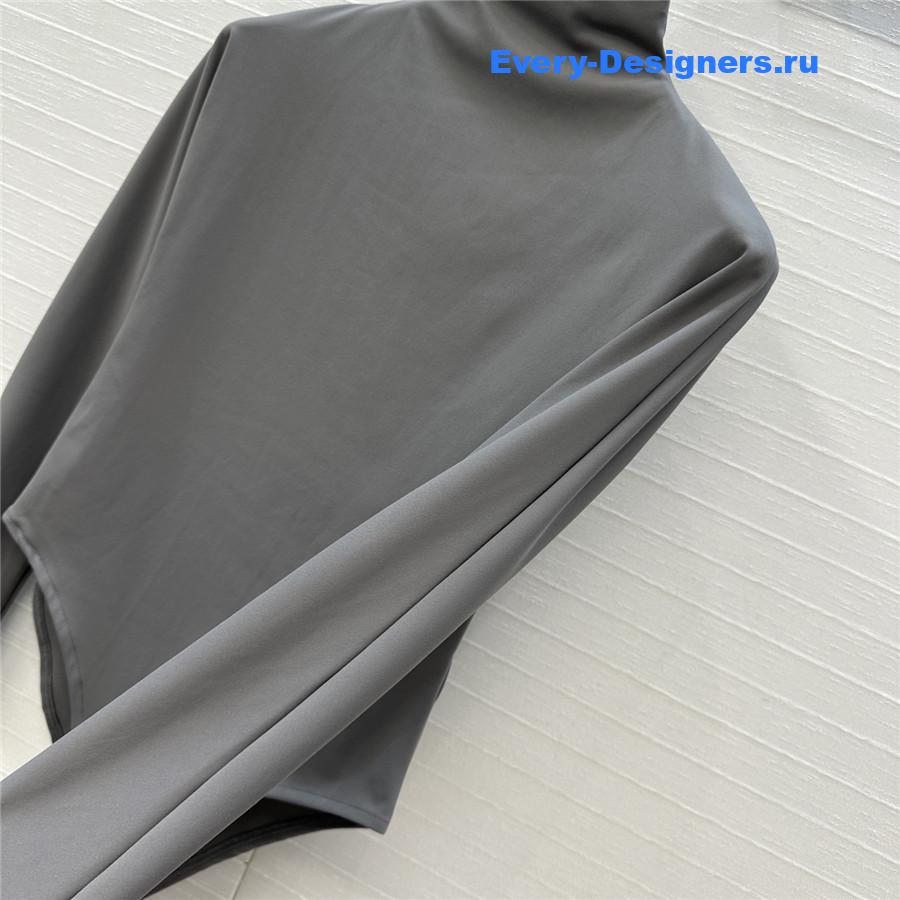 Alaia Gray Long Sleeve Bodysuit