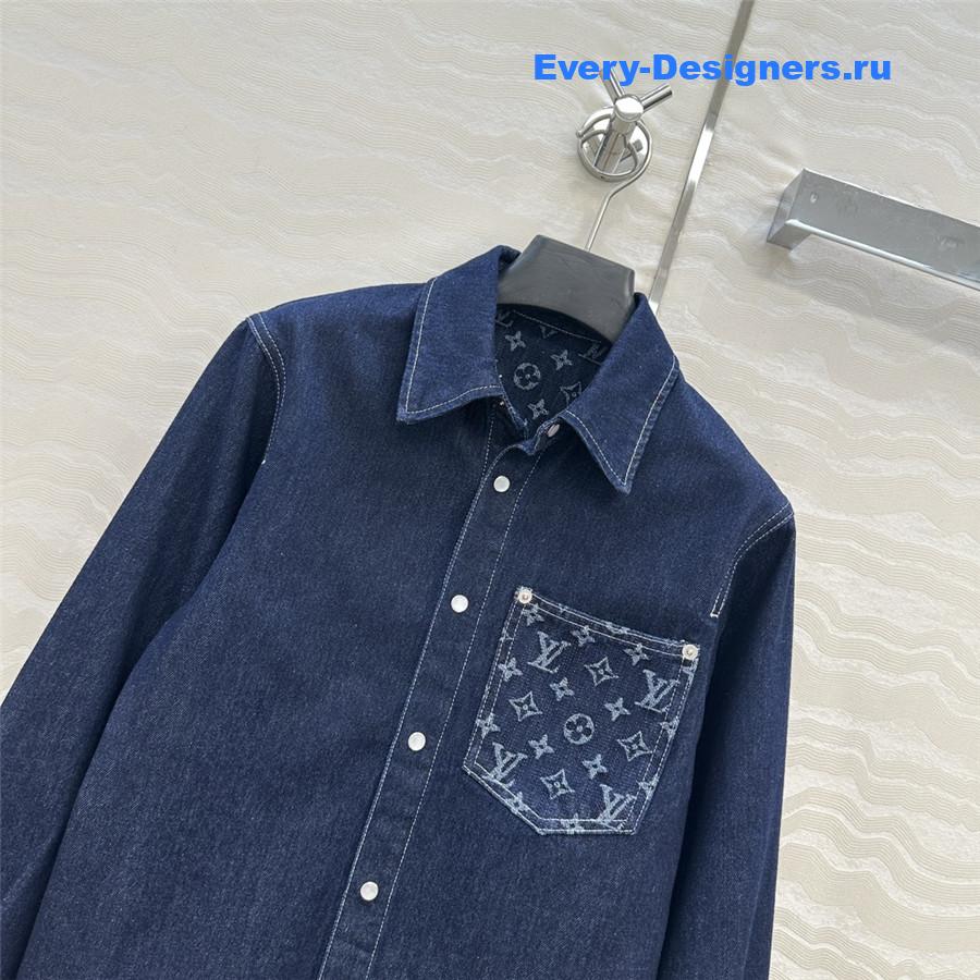 l0vis Vvtt0n monogram pocket denim shirt