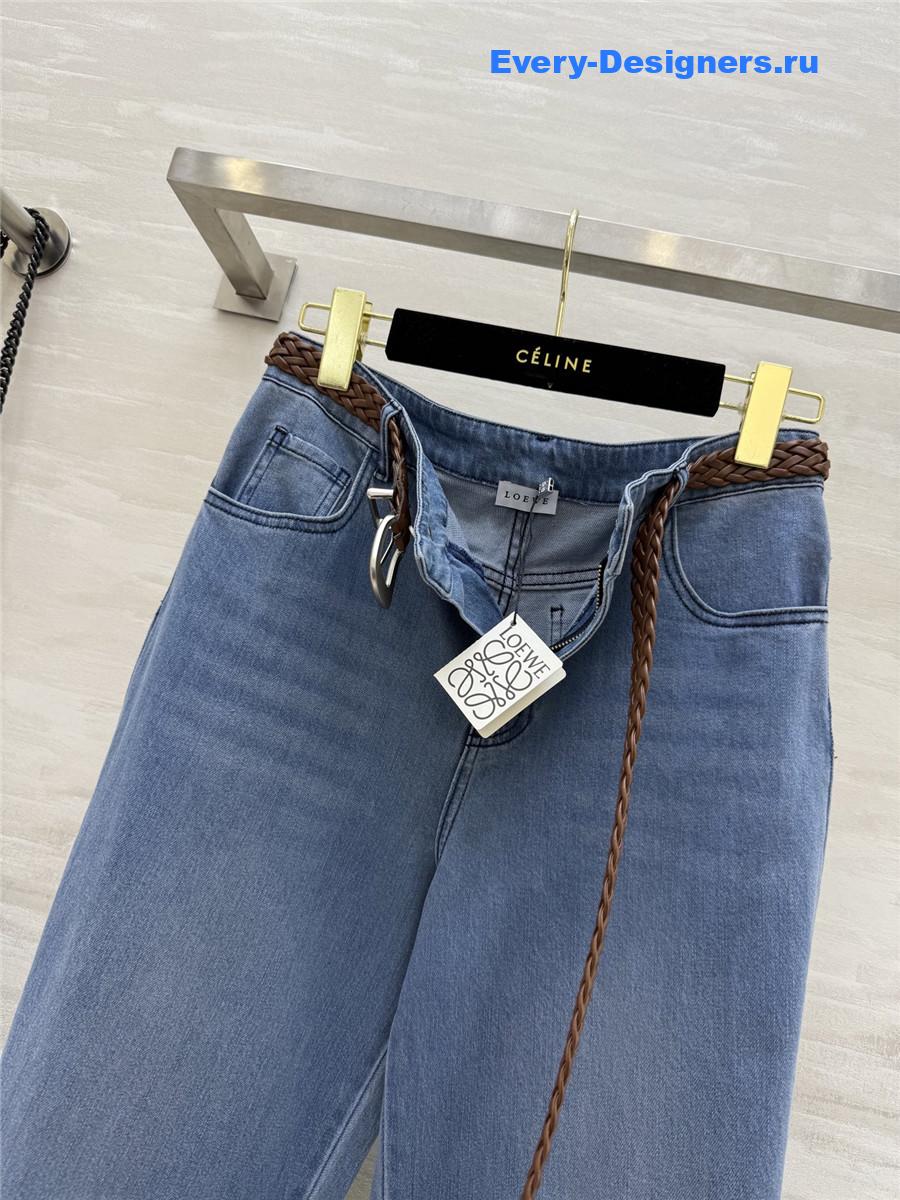 L0ew* braided belt straight jeans