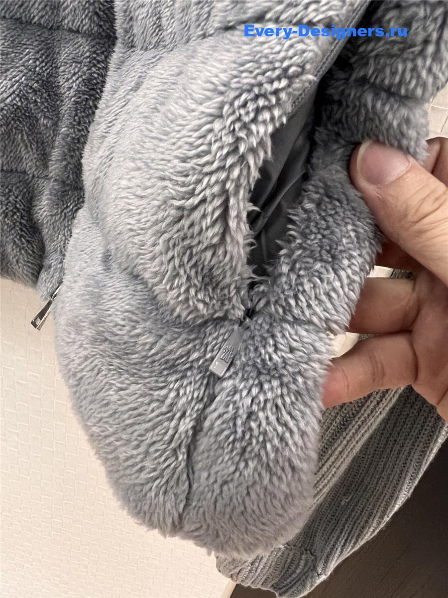 Moncler Grey Wool-Teddy Zip Cardigan