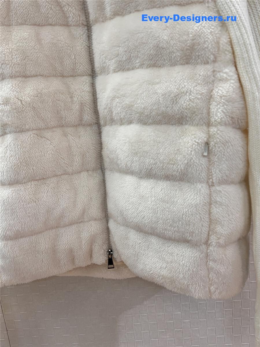 Moncler White Wool-Teddy Zip Cardigan