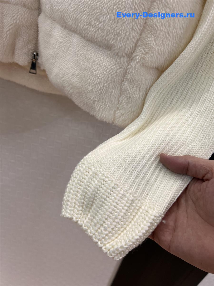 Moncler White Wool-Teddy Zip Cardigan