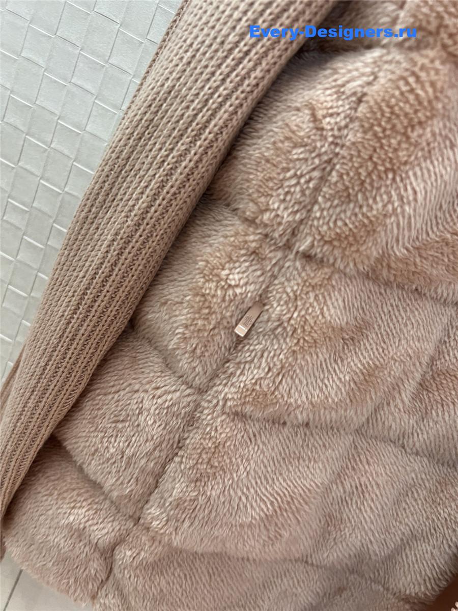 Moncler Pink Wool-Teddy Zip Cardigan