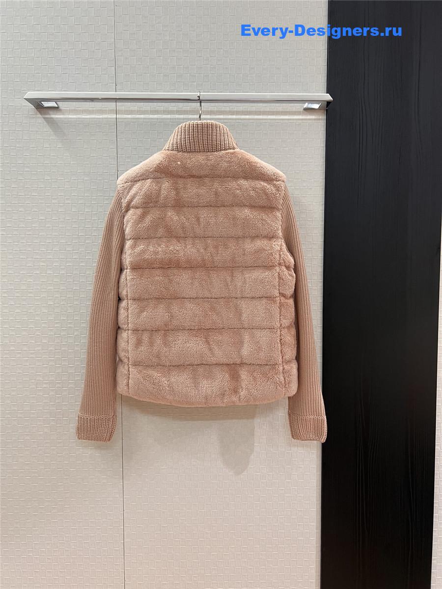 Moncler Pink Wool-Teddy Zip Cardigan