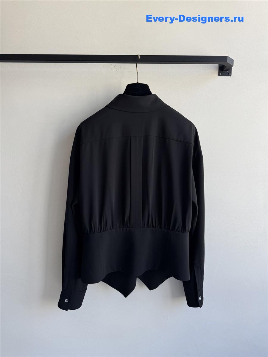 Ch**el black silk lapel shirt