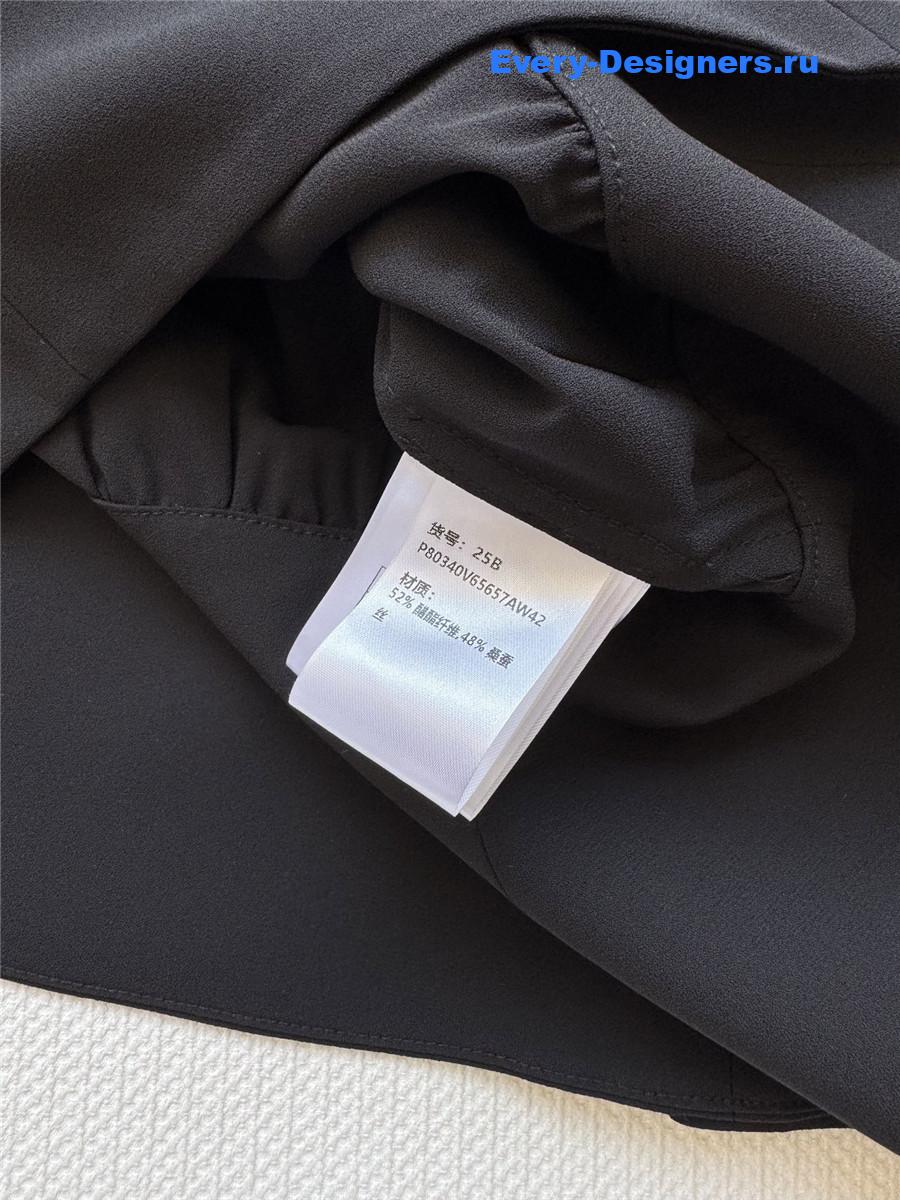 Ch**el black silk lapel shirt