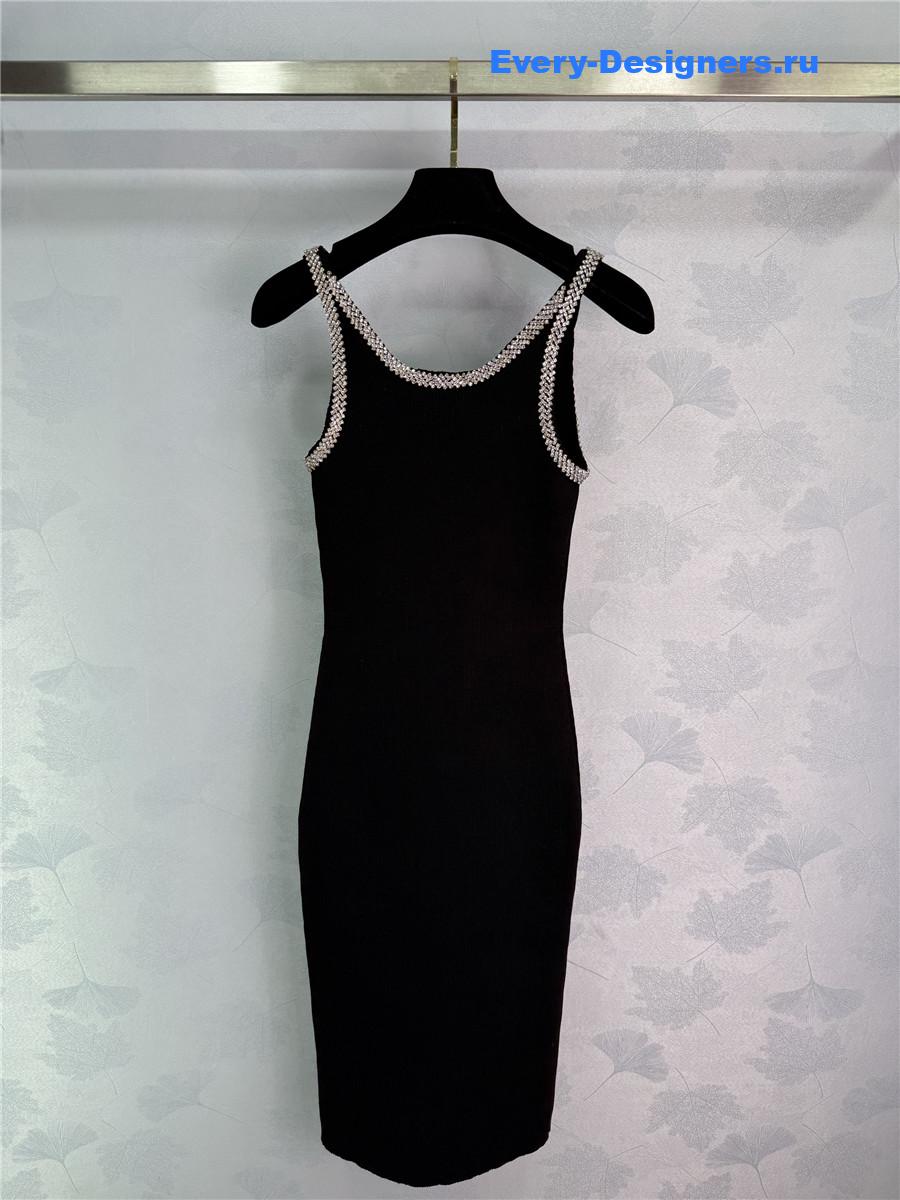 Ch**el black crystal-embellished mini dress