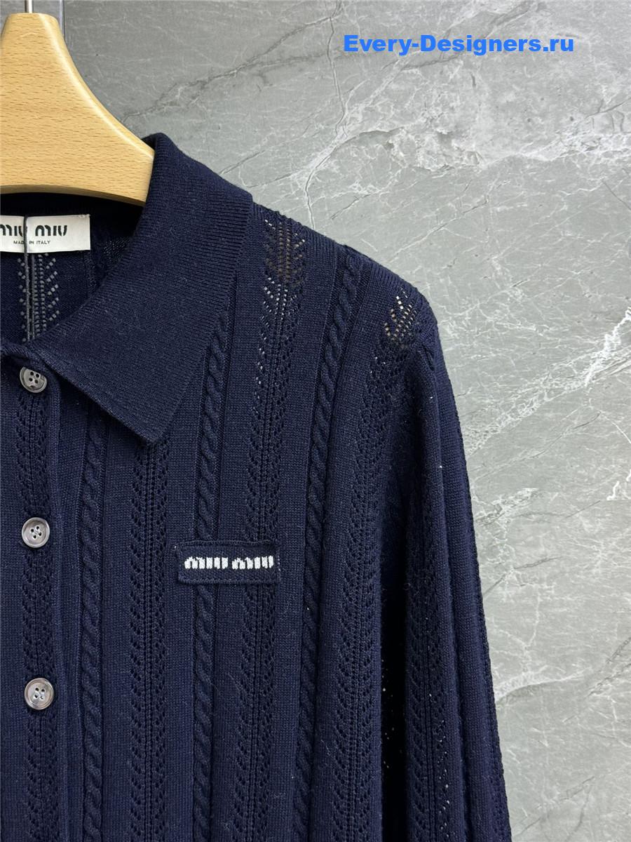 Miu Miu Dark Blue Cashmere Cardigan