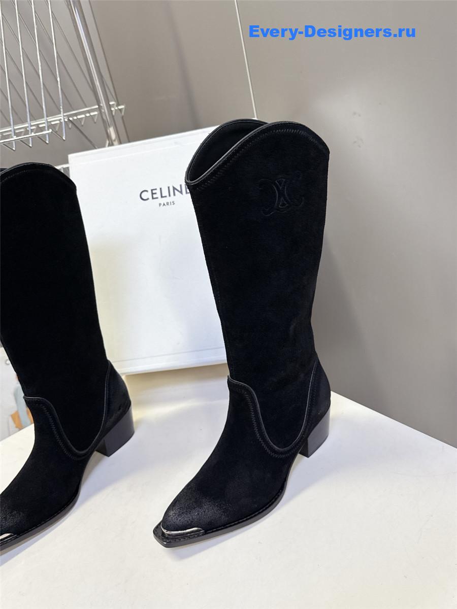Ce1i*e black suede knee-high boots