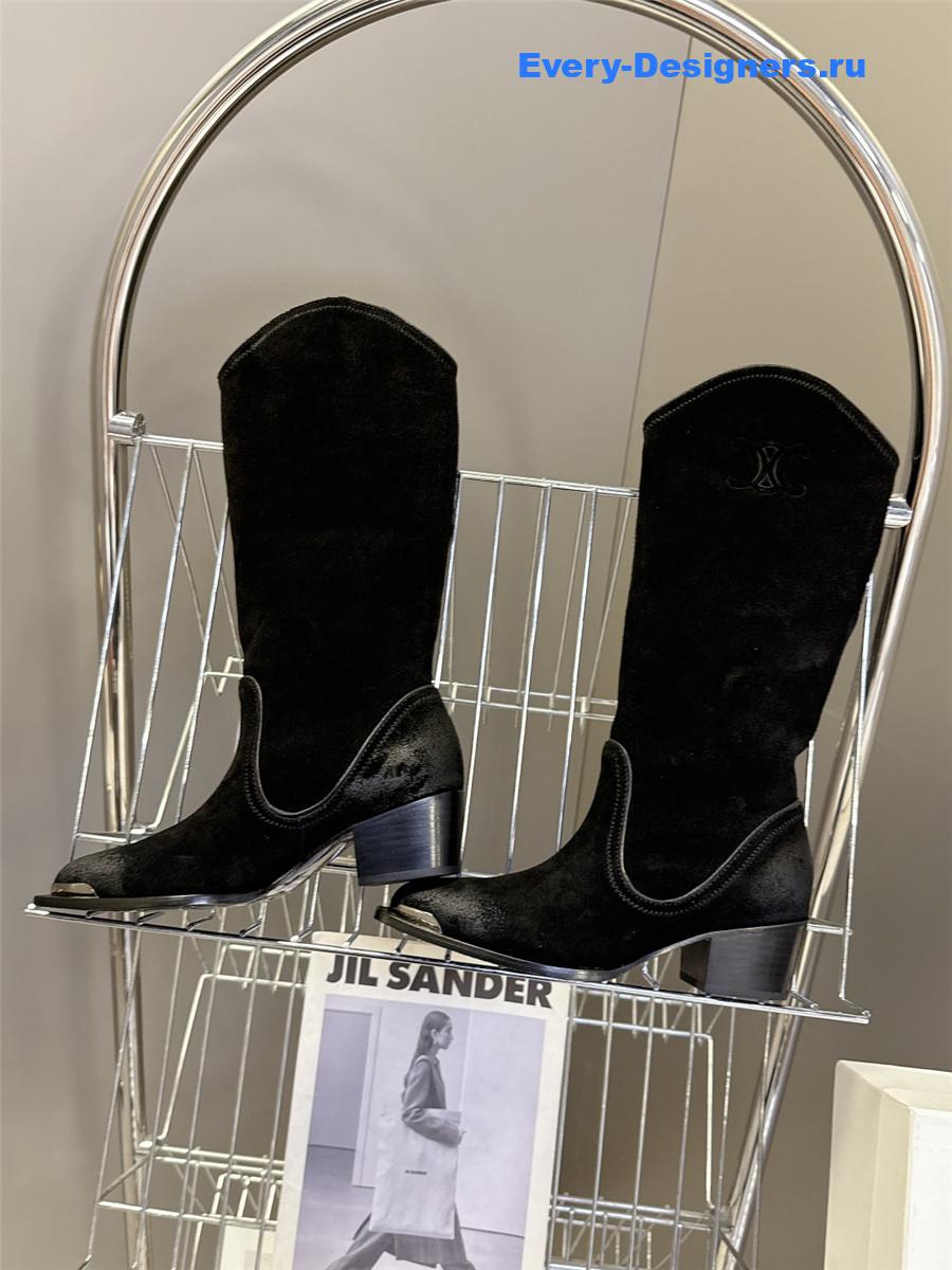 Ce1i*e black suede knee-high boots