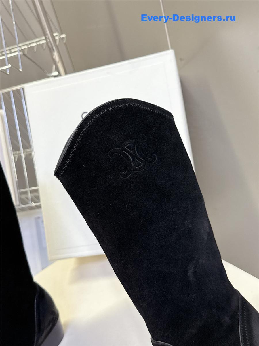 Ce1i*e black suede knee-high boots