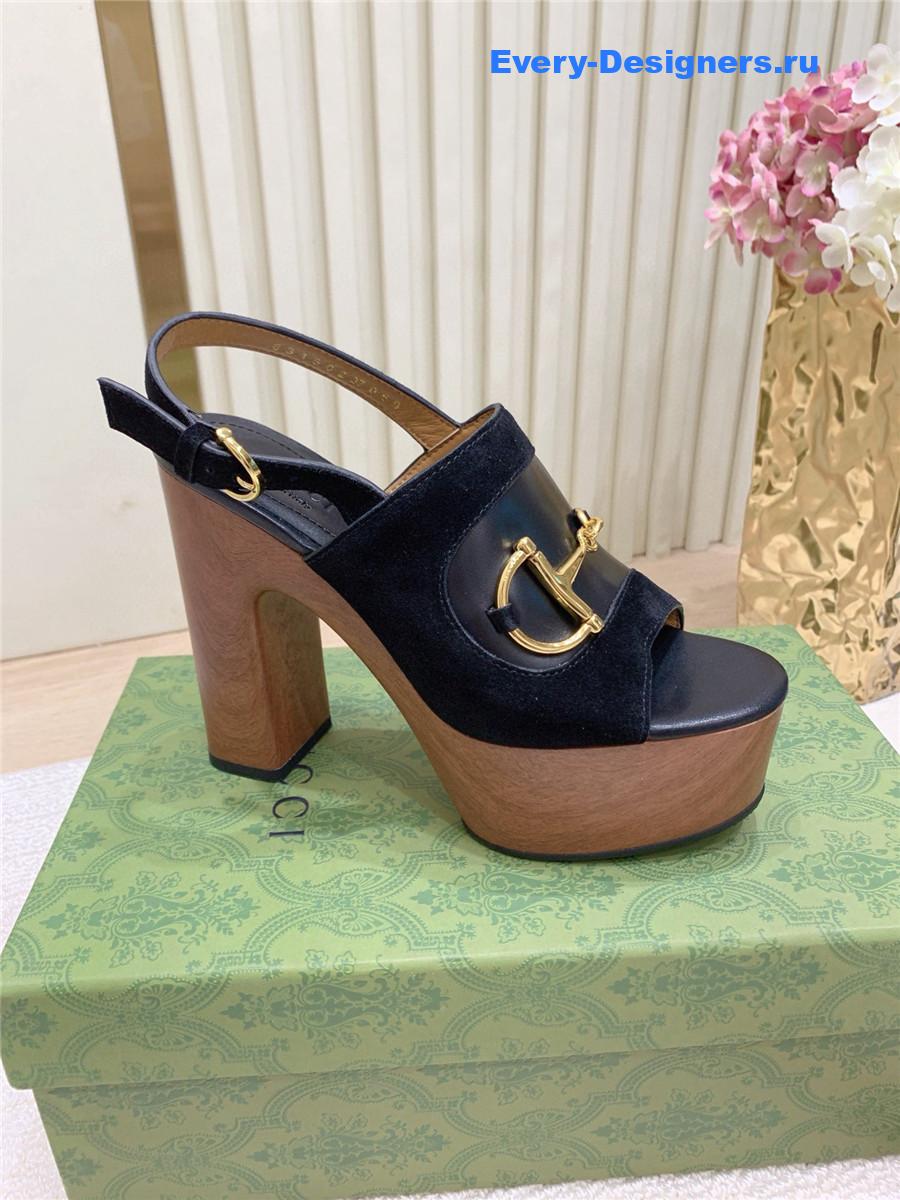 Gvc*1 black suede horsebit platform sandals