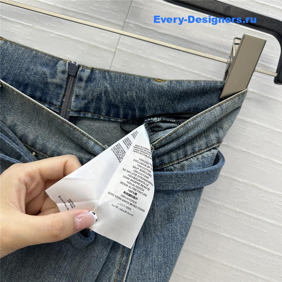 Zimm Washed Blue Denim Maxi Skirt