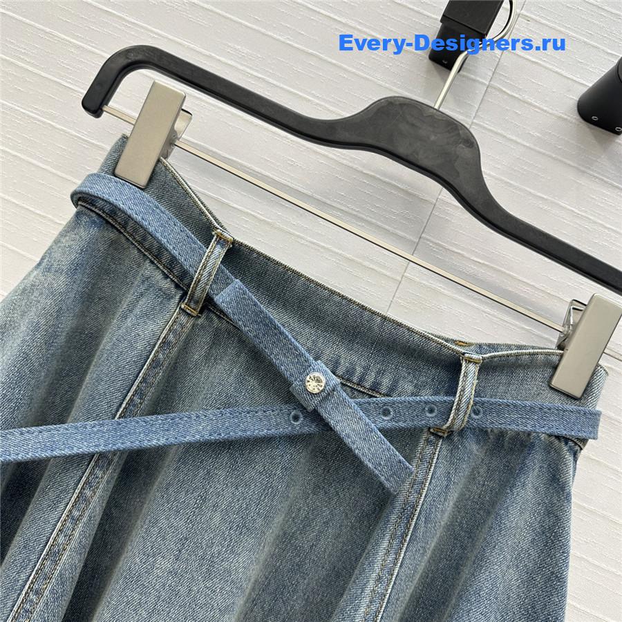 Zimm Washed Blue Denim Maxi Skirt