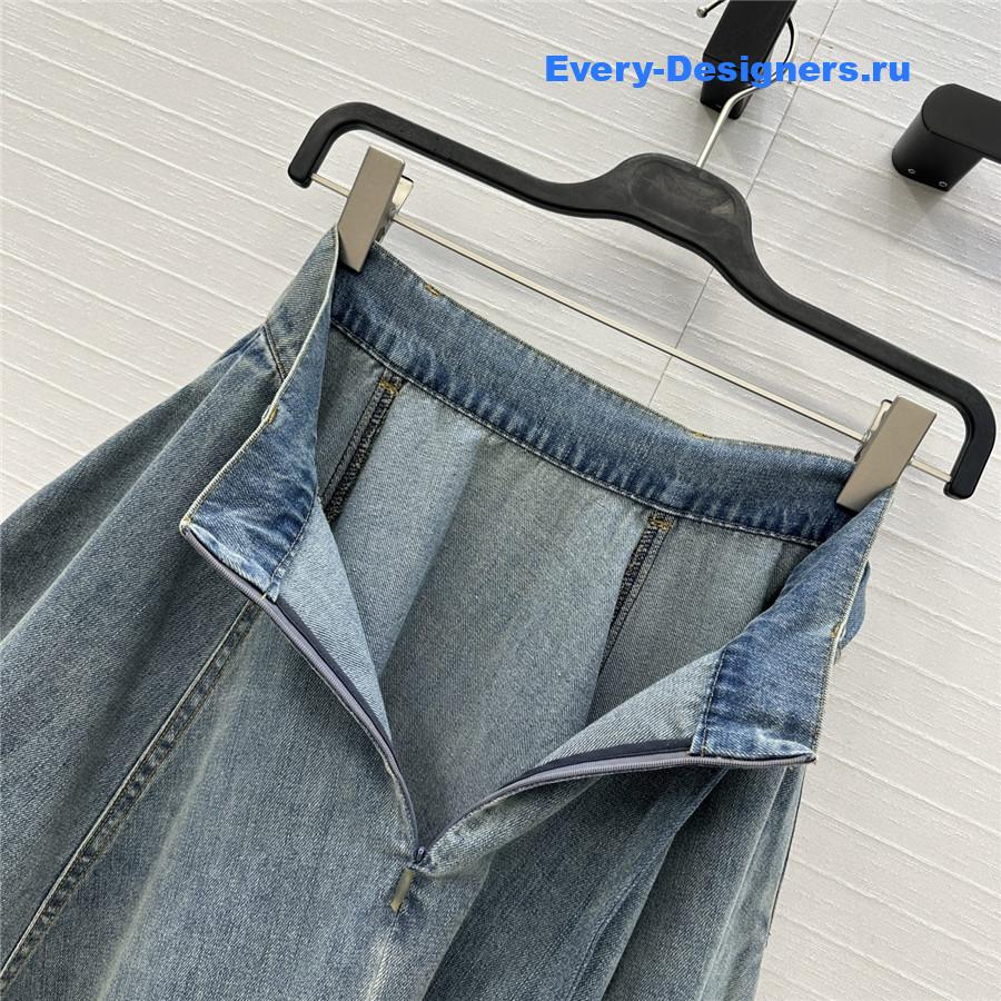 Zimm Washed Blue Denim Maxi Skirt