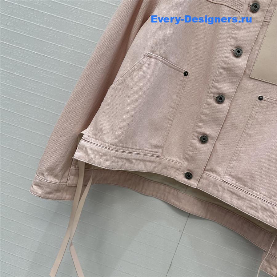 L0ew* leather-trimmed pink denim jacket