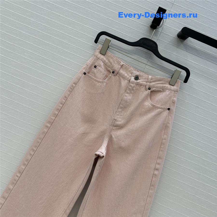 L0ew* pink denim wide-leg pants