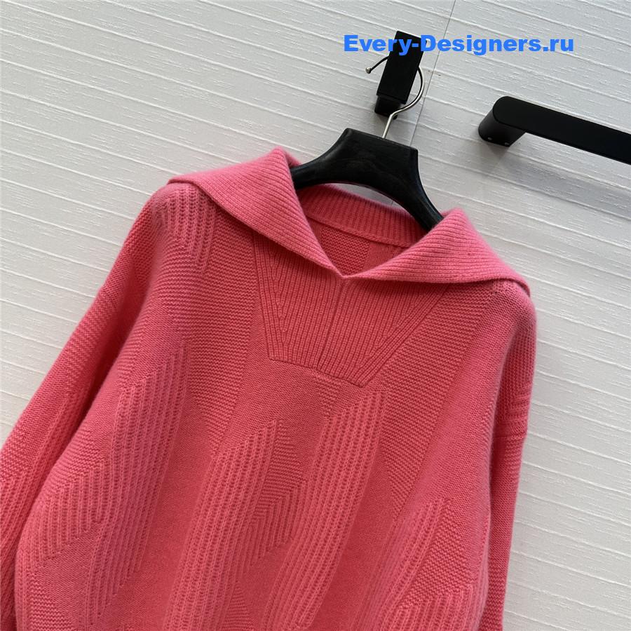 H**me5 logo jacquard pink cashmere sweater