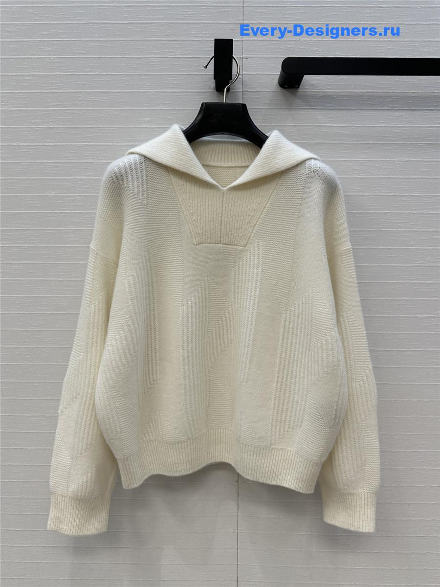 H**me5 logo jacquard white cashmere sweater