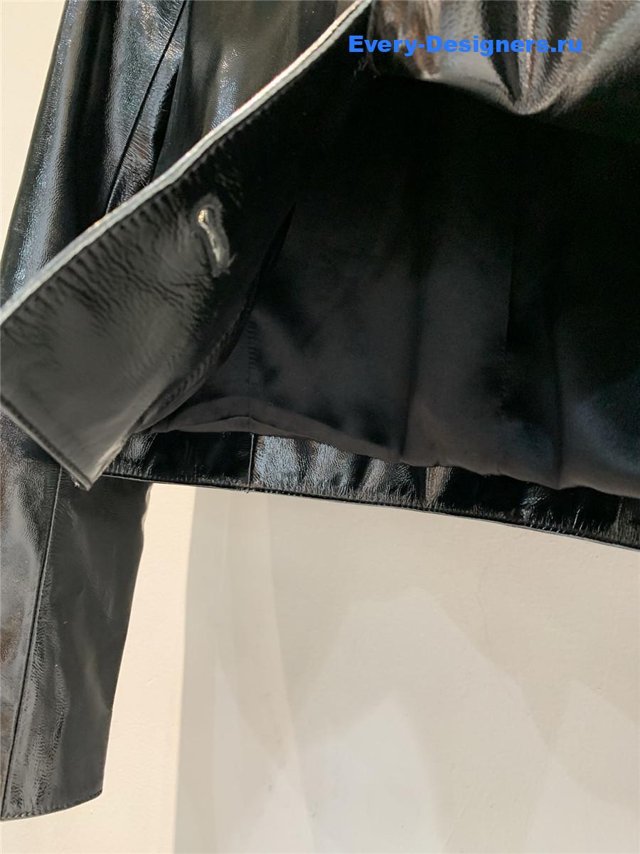 Ch**el black lambskin short leather jacket