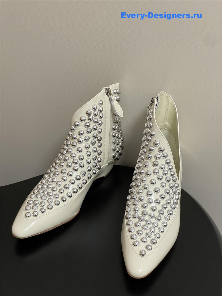 ALAIA Studded White Leather Ankle Boot